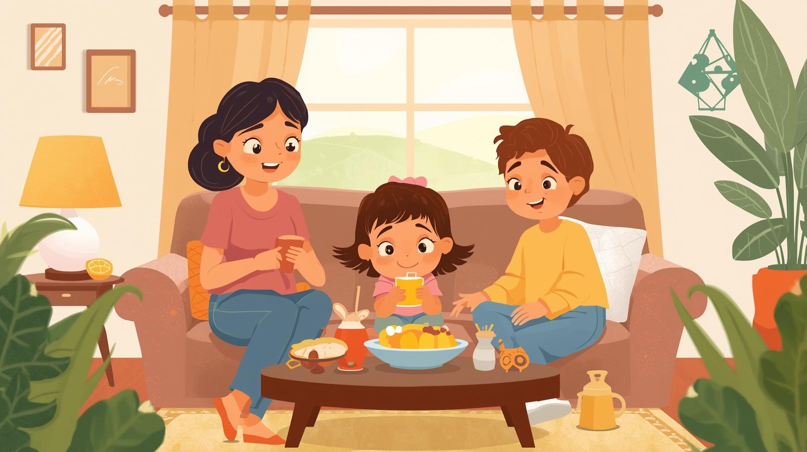 Familie im Alltag: Kind mit Diabetes Typ 1 wird unterstützend begleitet